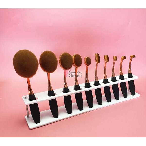 Suport pentru pensule ovale de make-up 10 lacasuri Alb